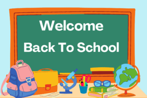 Back to School Poster in Green Orange Illustrative Style
